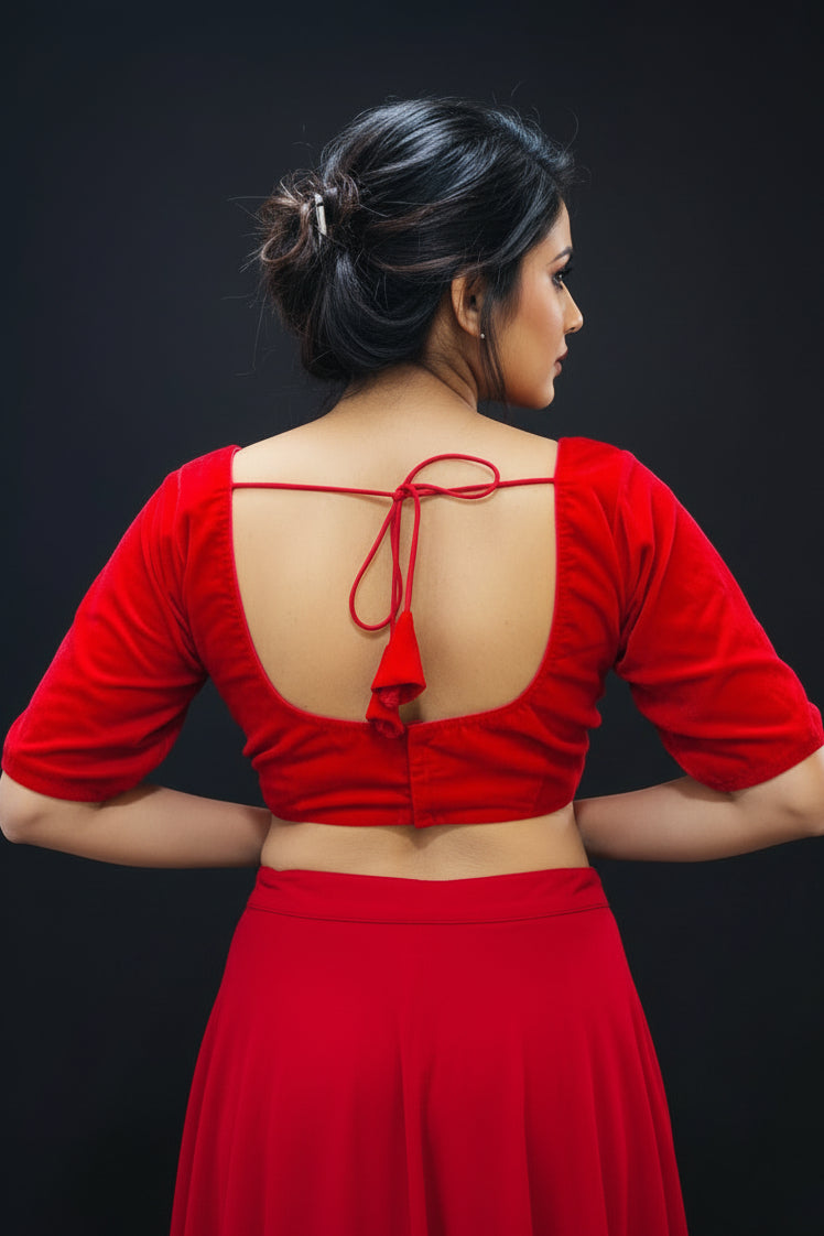 Season Of Velvet- Designer Blouse [Red]