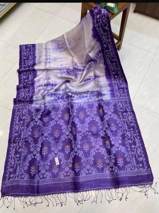 Ranga Kunjo Gachi Tussar Jamdani Handloom Saree