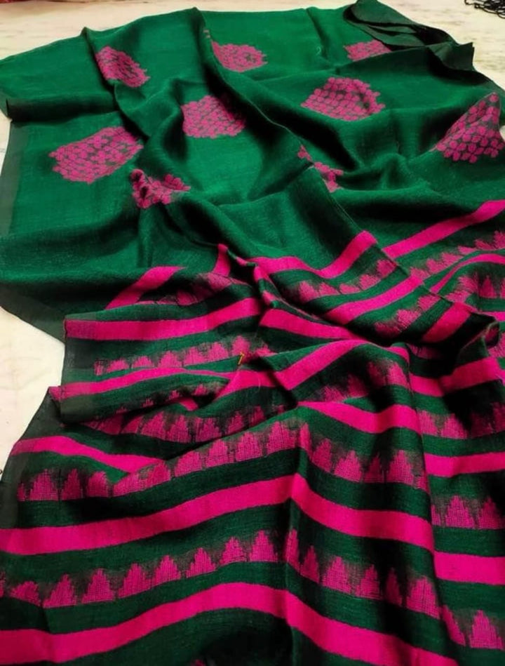 MoniKatha Jamdani Linen Saree for Women