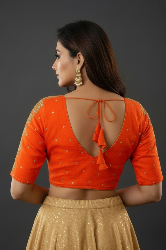Orange Royale Vichitra Silk Blouse