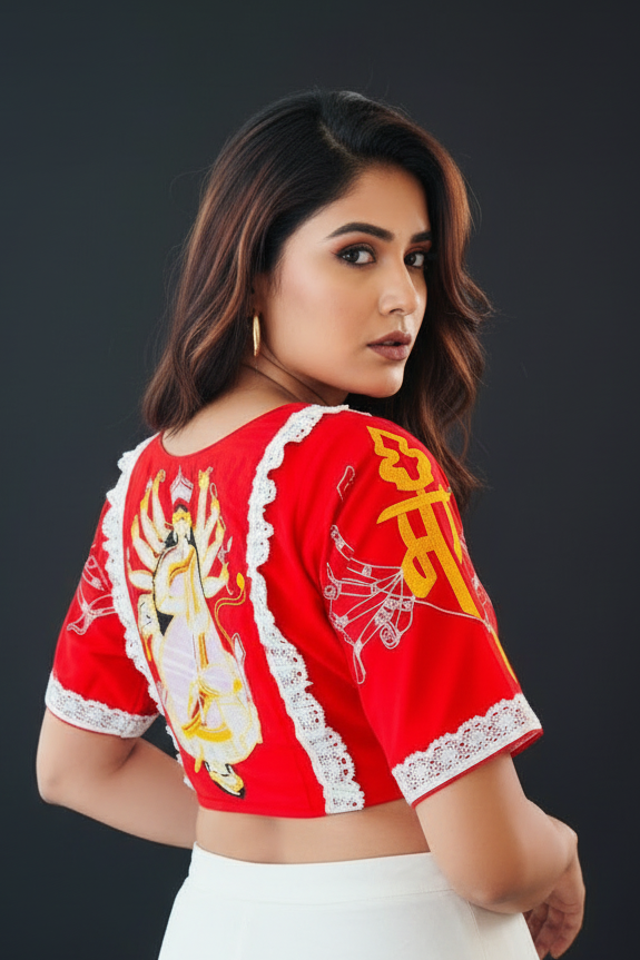 Dhunuchir Chhondo ( ধুনুচির ছন্দ)-Designer Blouse For Durga Puja