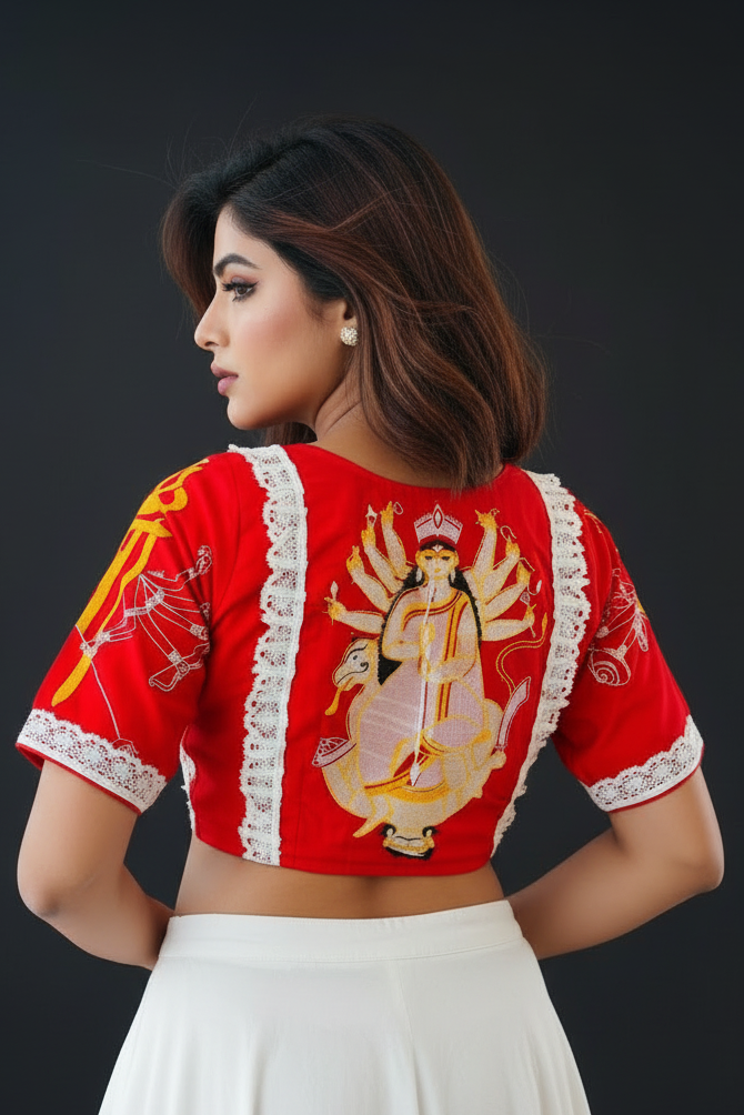 Dhunuchir Chhondo ( ধুনুচির ছন্দ)-Designer Blouse For Durga Puja
