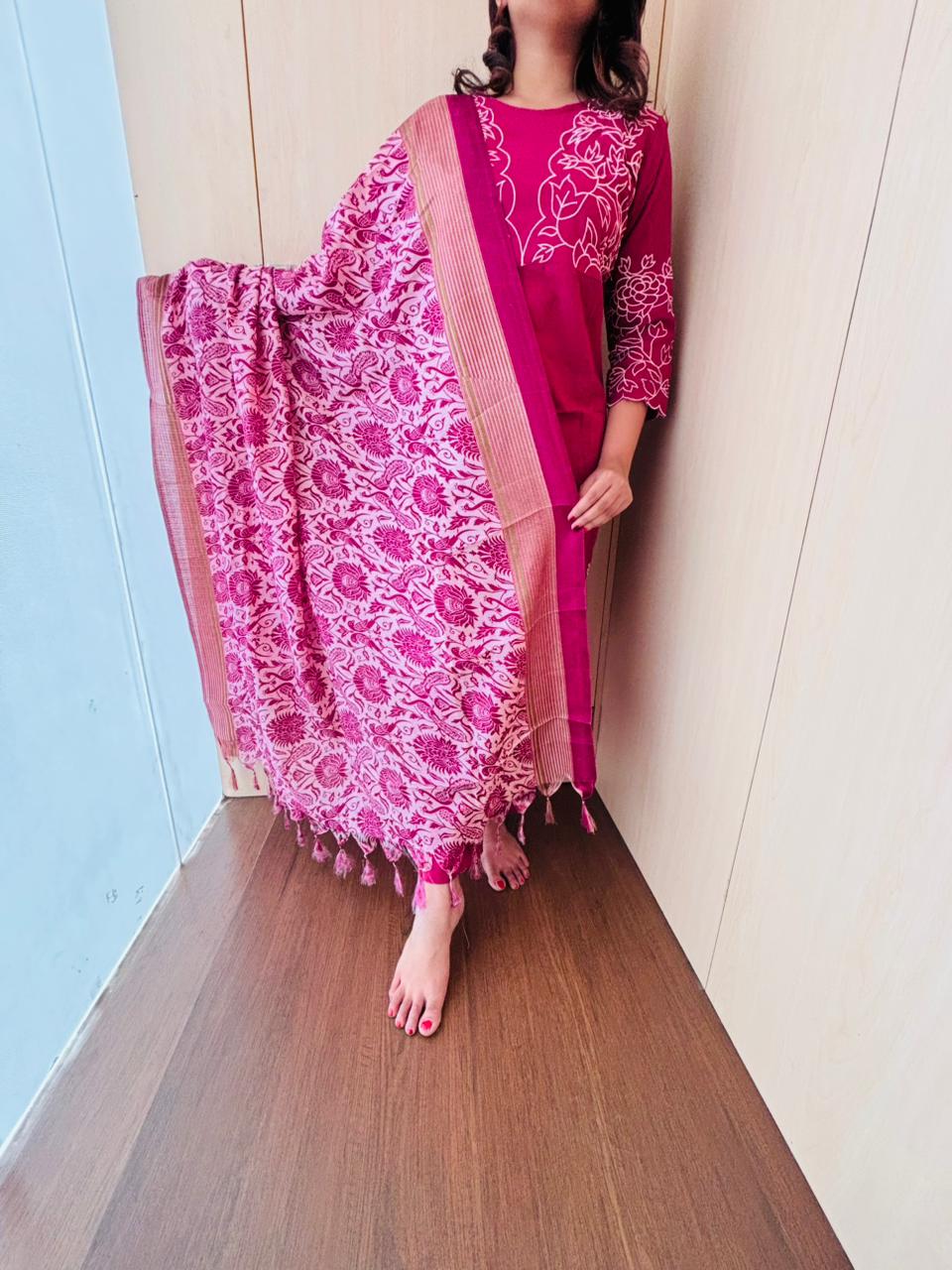 Blooming Gem Cotton Kurti Set