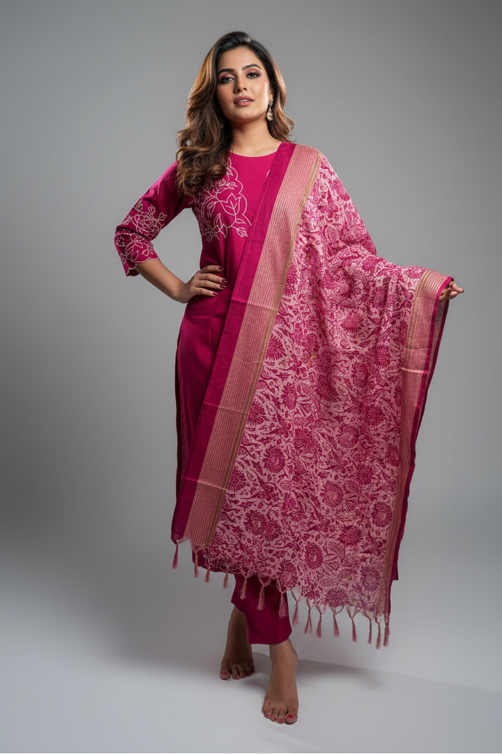 Blooming Gem Cotton Kurti Set