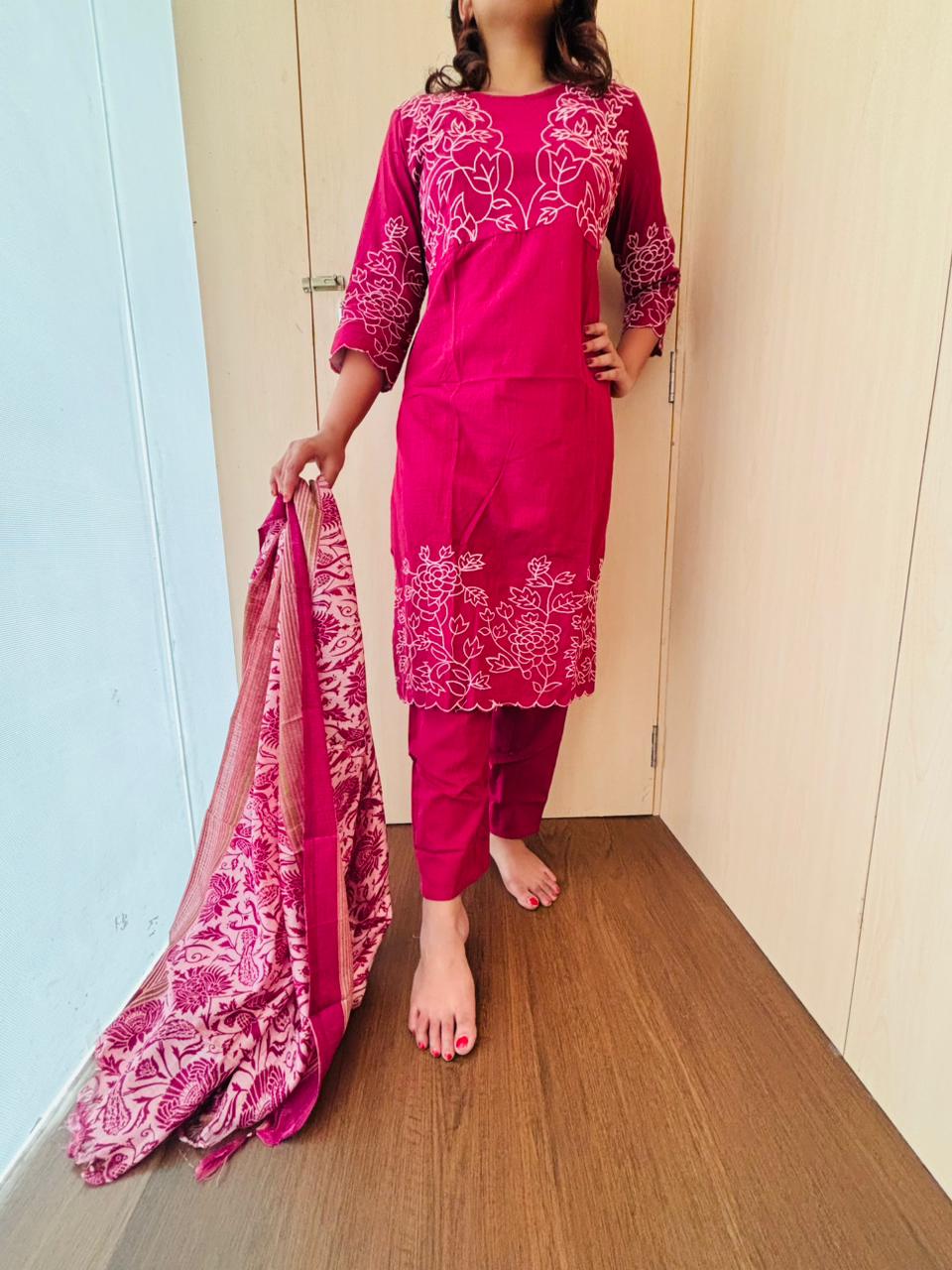 Blooming Gem Cotton Kurti Set