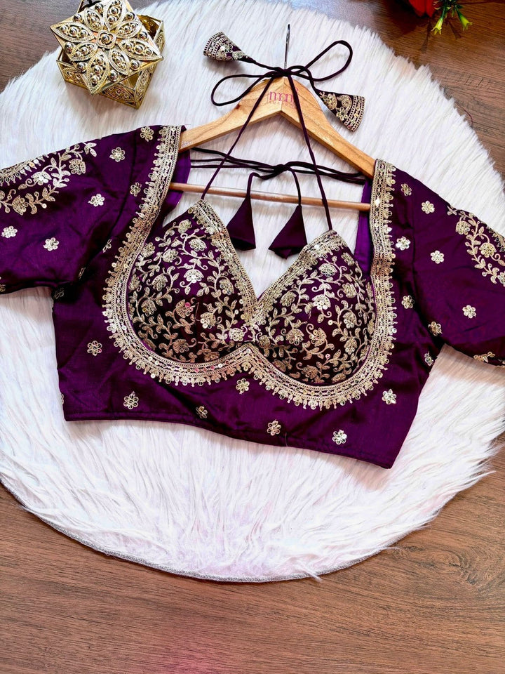 Flowing Art Designer Vichitra Silk Blouse