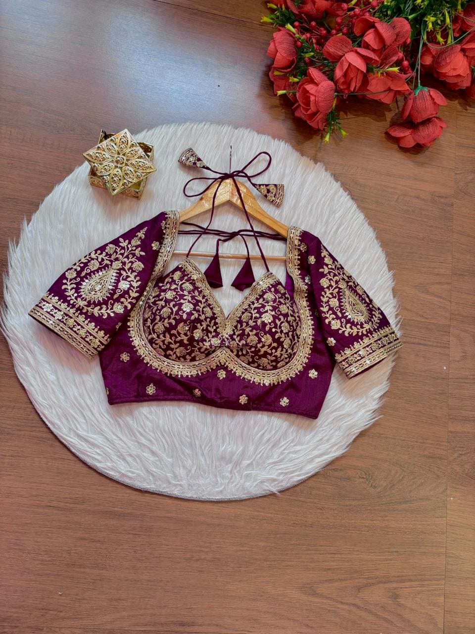 Flowing Art Designer Vichitra Silk Blouse