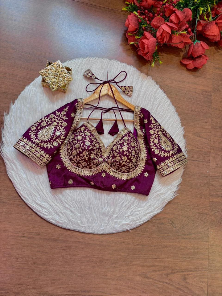 Flowing Art Designer Vichitra Silk Blouse