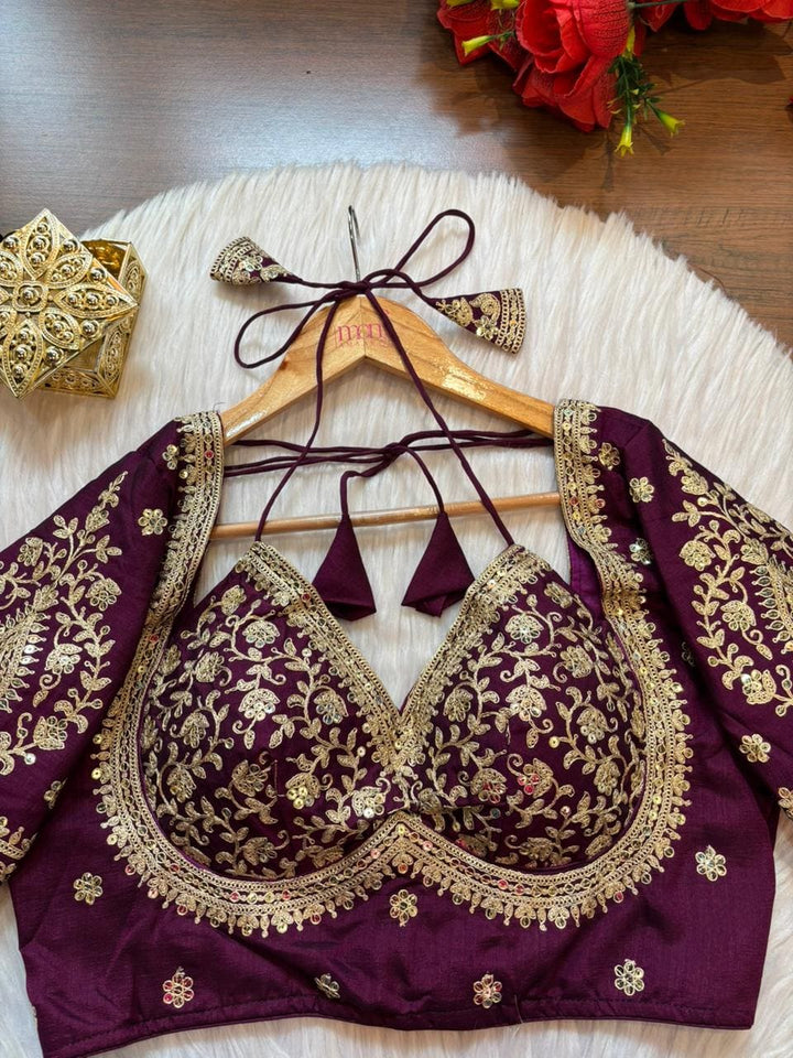 Flowing Art Designer Vichitra Silk Blouse