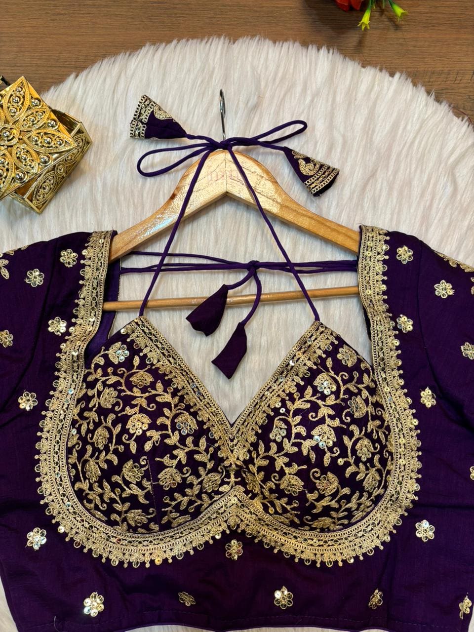 Flowing Art Designer Vichitra Silk Blouse