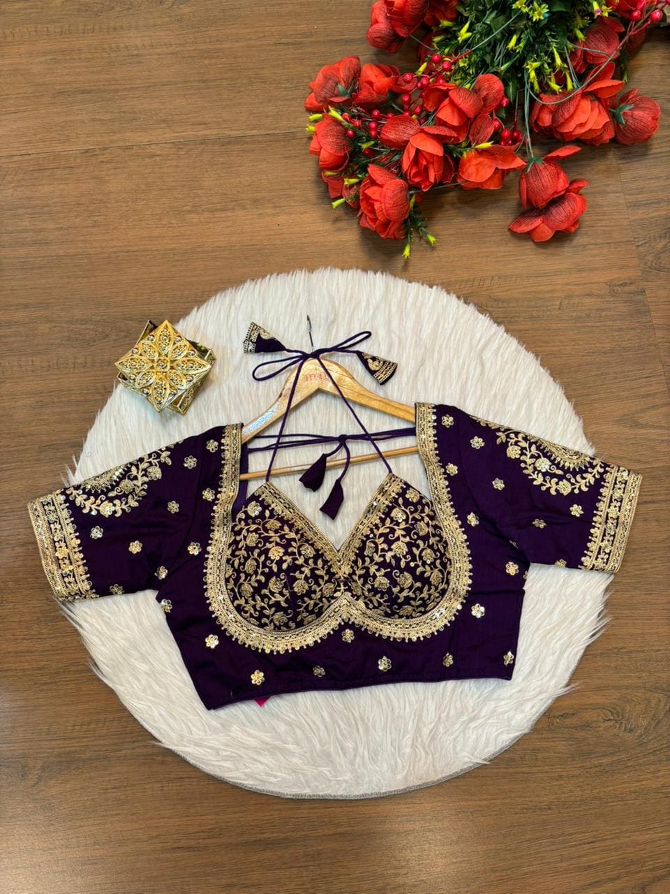 Flowing Art Designer Vichitra Silk Blouse