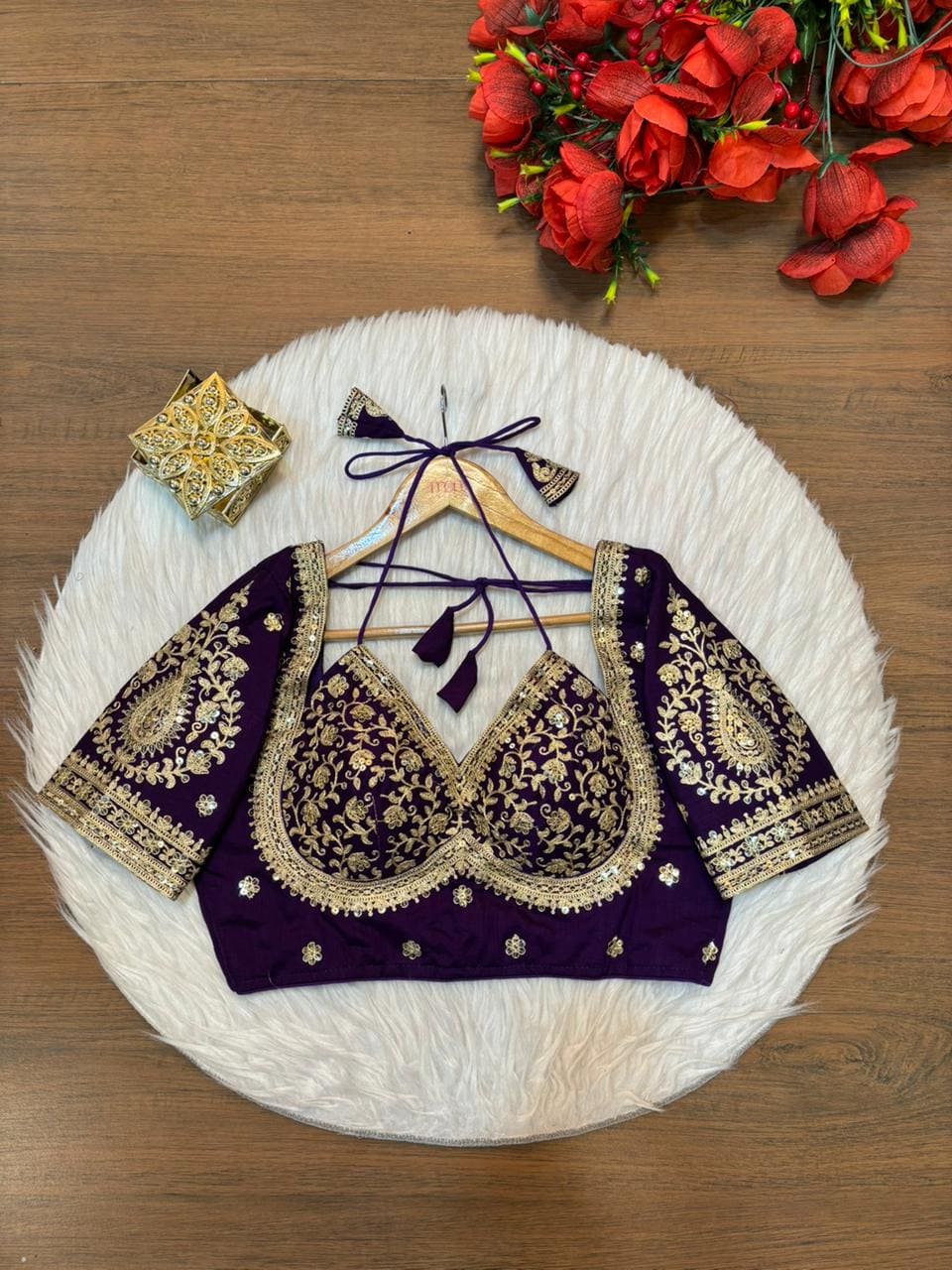 Flowing Art Designer Vichitra Silk Blouse