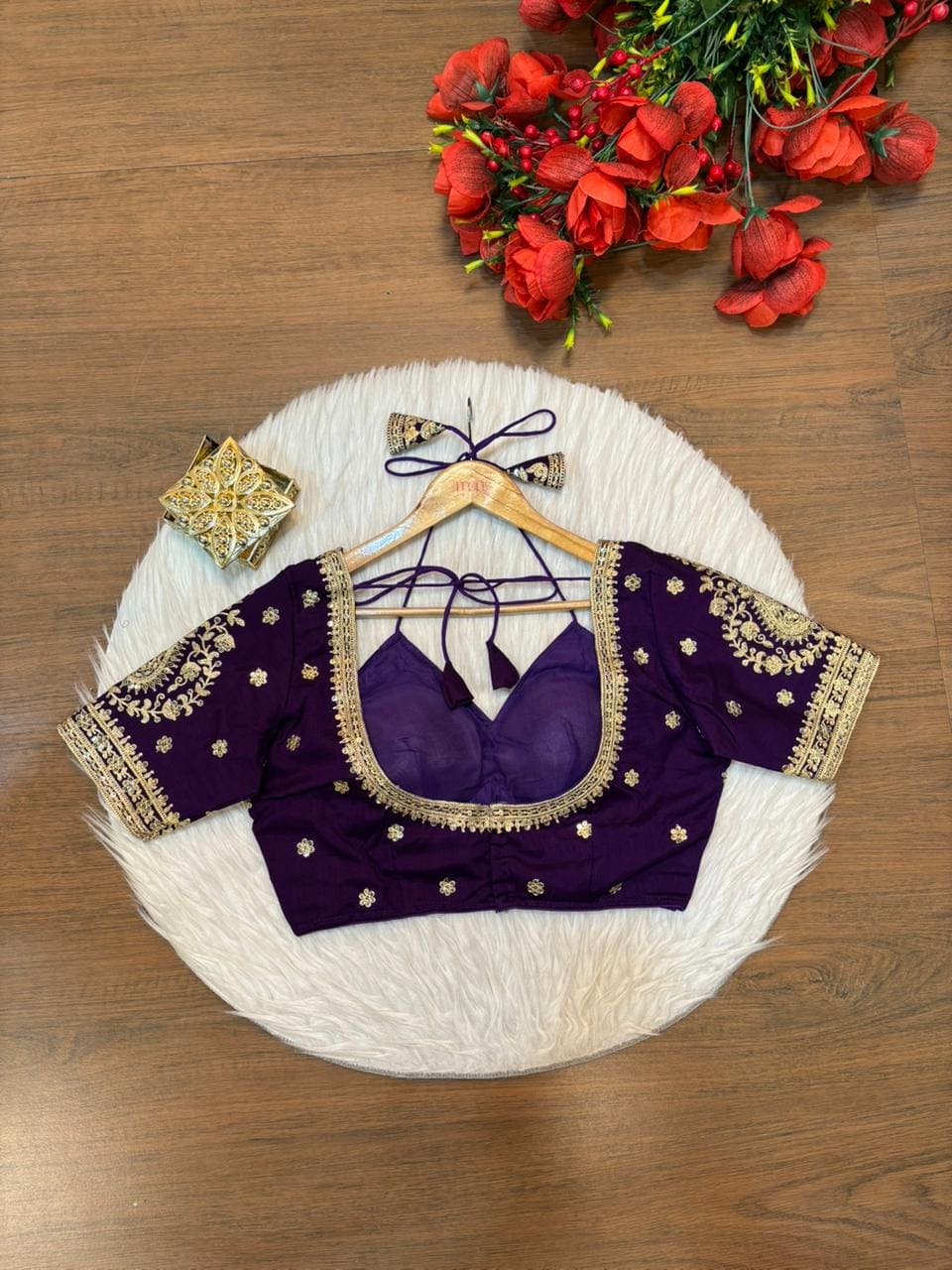 Flowing Art Designer Vichitra Silk Blouse