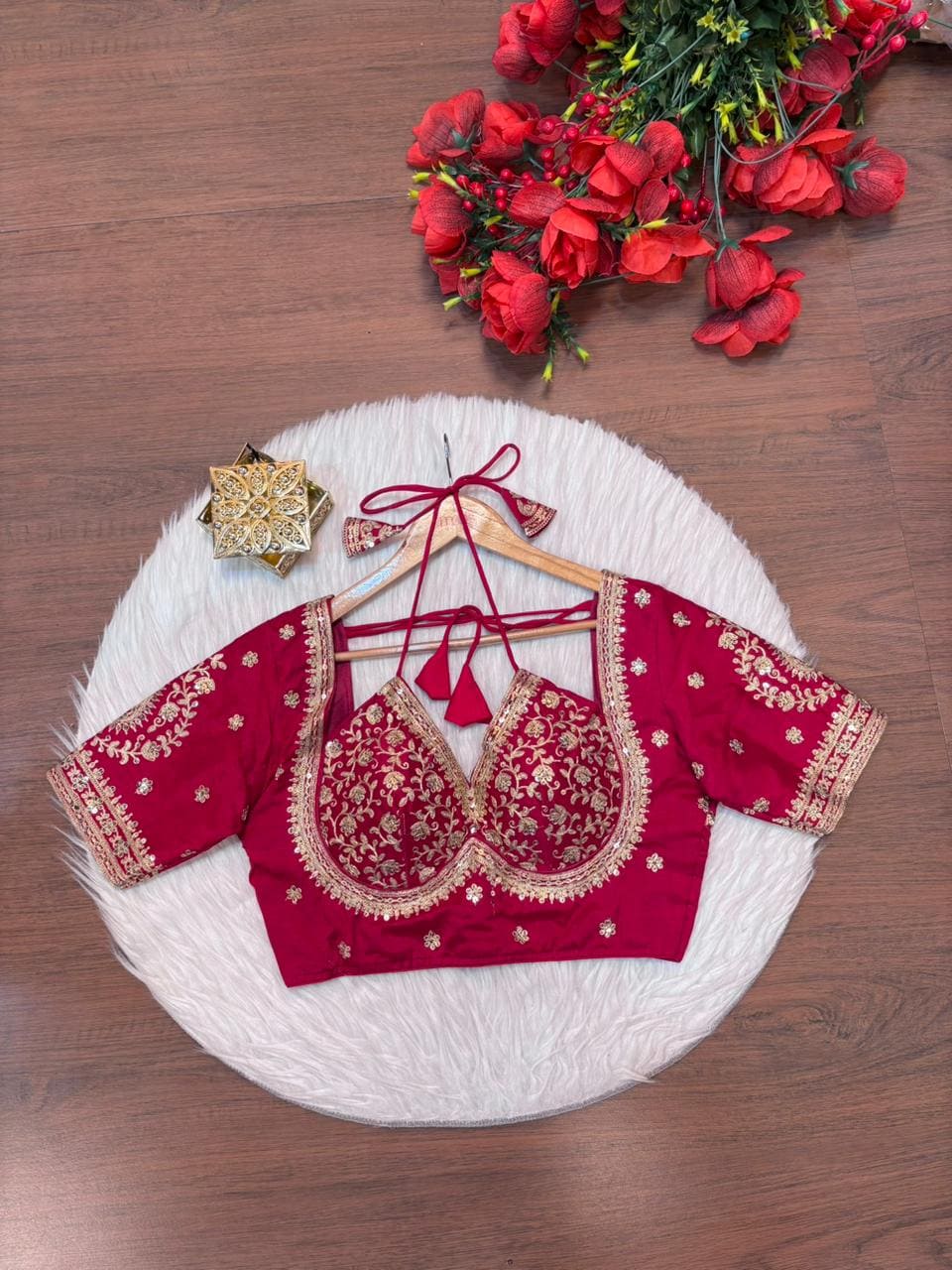 Flowing Art Designer Vichitra Silk Blouse