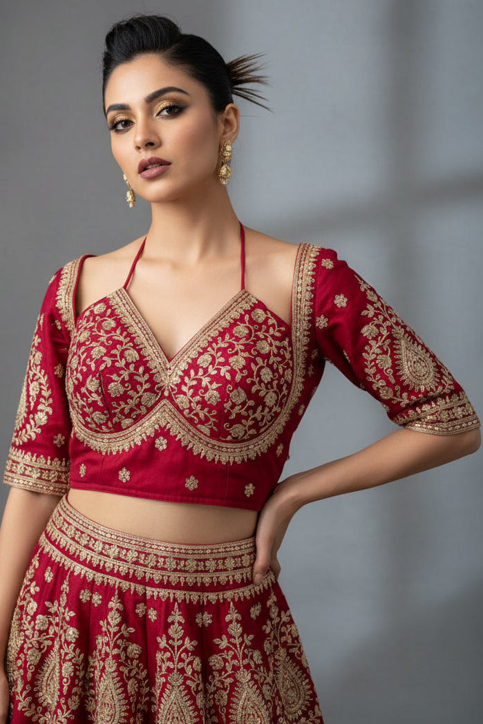 Flowing Art Designer Vichitra Silk Blouse