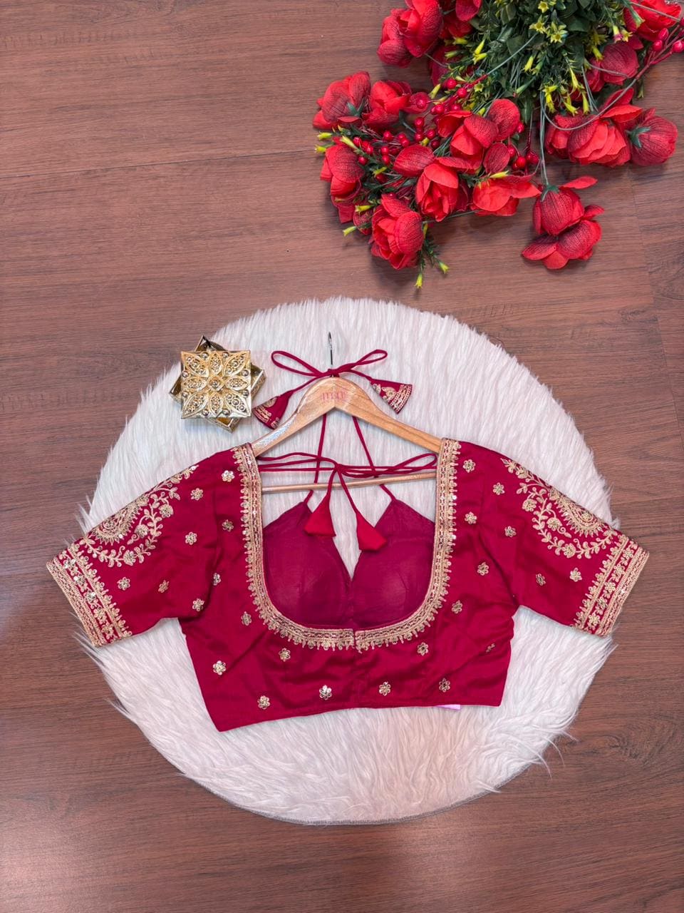 Flowing Art Designer Vichitra Silk Blouse