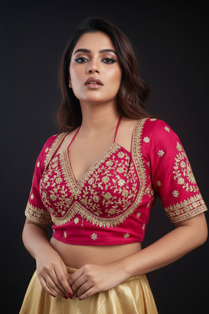 Flowing Art Designer Vichitra Silk Blouse