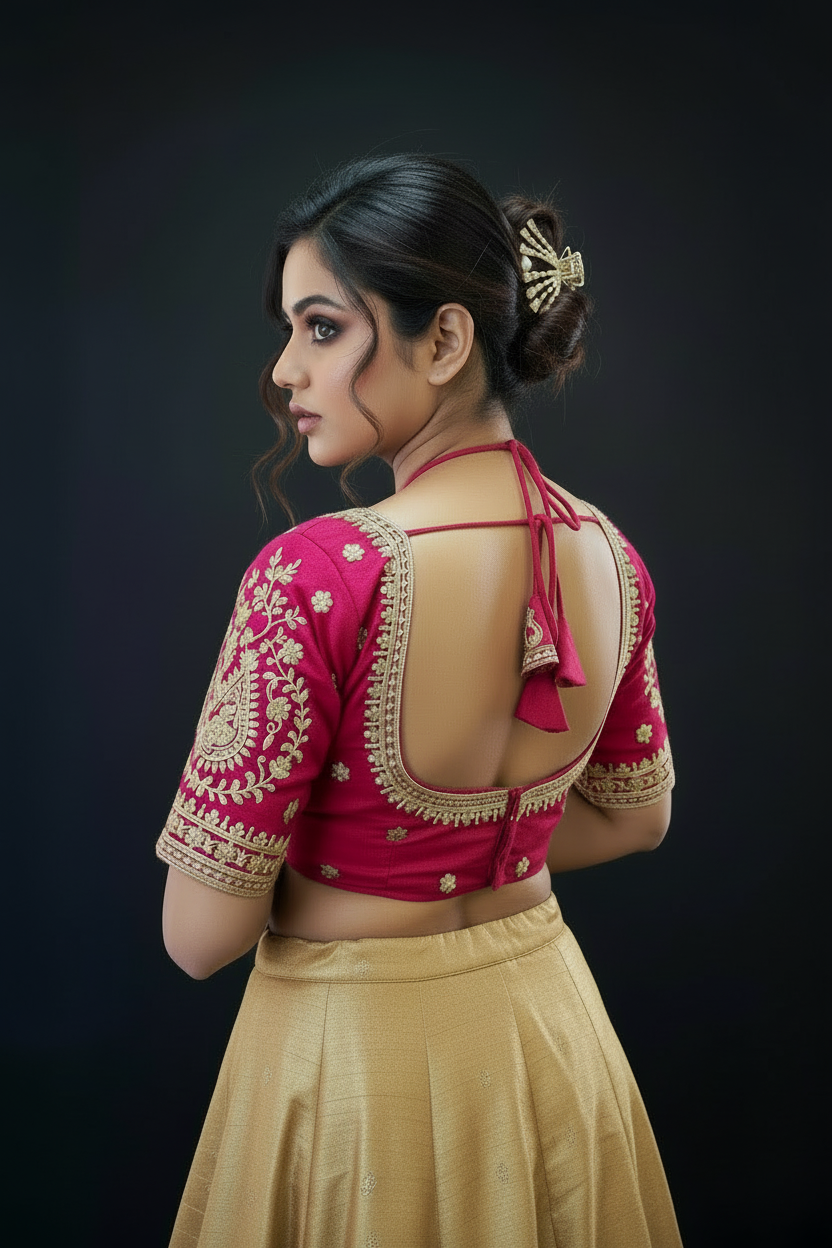 Flowing Art Designer Vichitra Silk Blouse