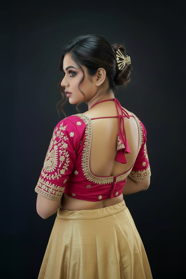 Flowing Art Designer Vichitra Silk Blouse