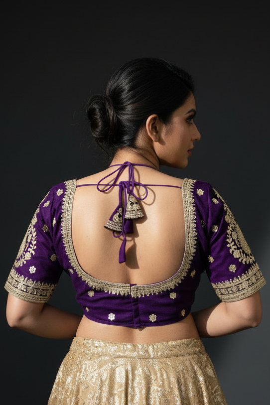 Flowing Art Designer Vichitra Silk Blouse