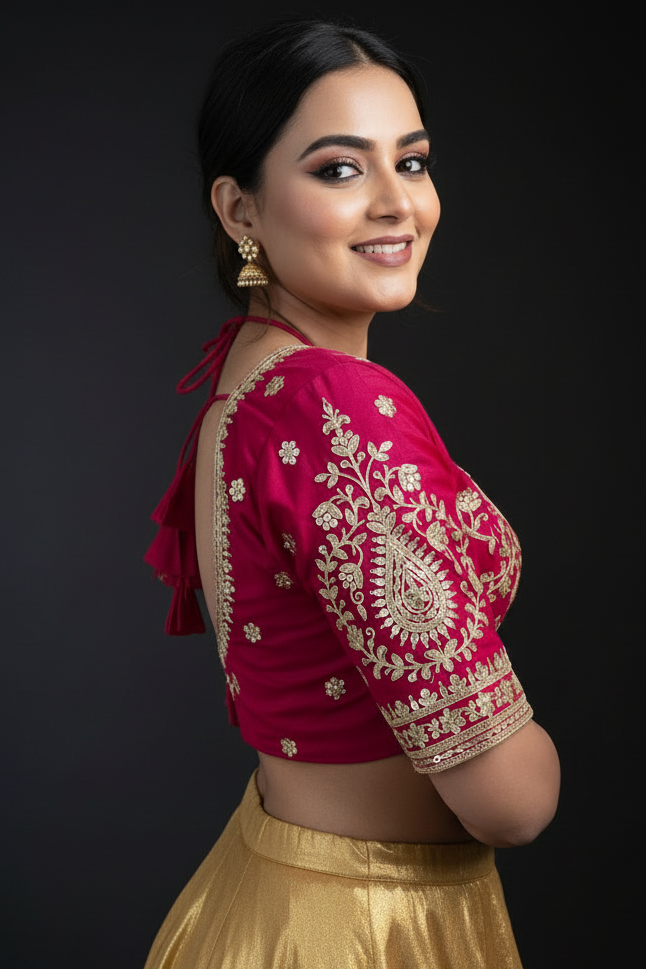 Flowing Art Designer Vichitra Silk Blouse