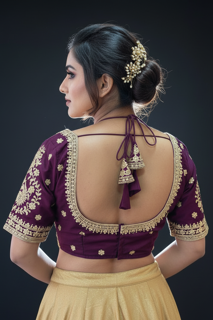 Flowing Art Designer Vichitra Silk Blouse