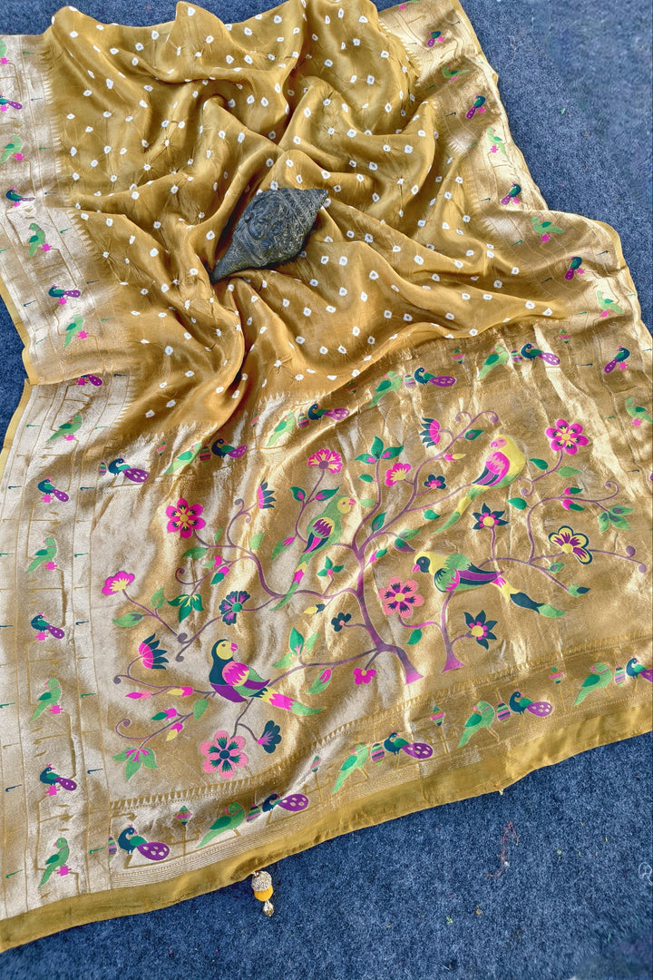 Golden Essence Paithani Silk Saree