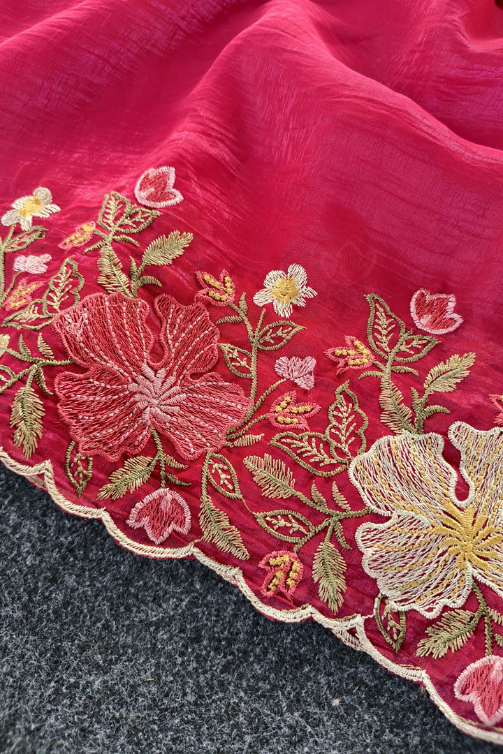 Floral Glow Fancy Chiffon Silk Saree