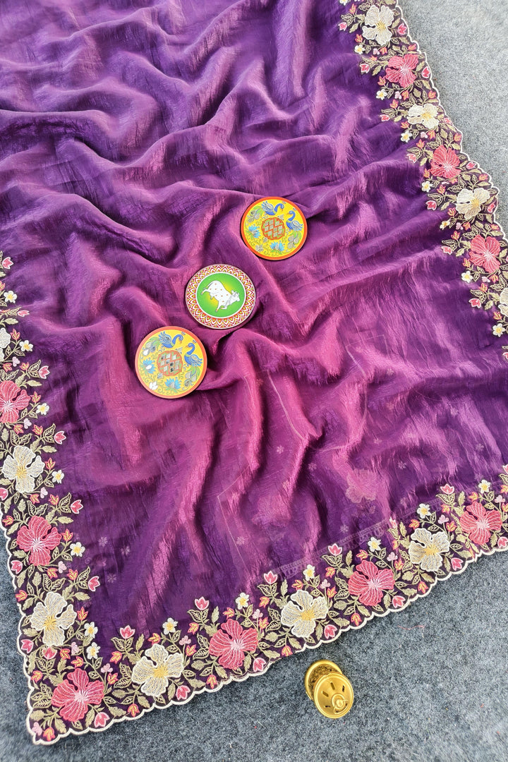 Floral Glow Fancy Chiffon Silk Saree