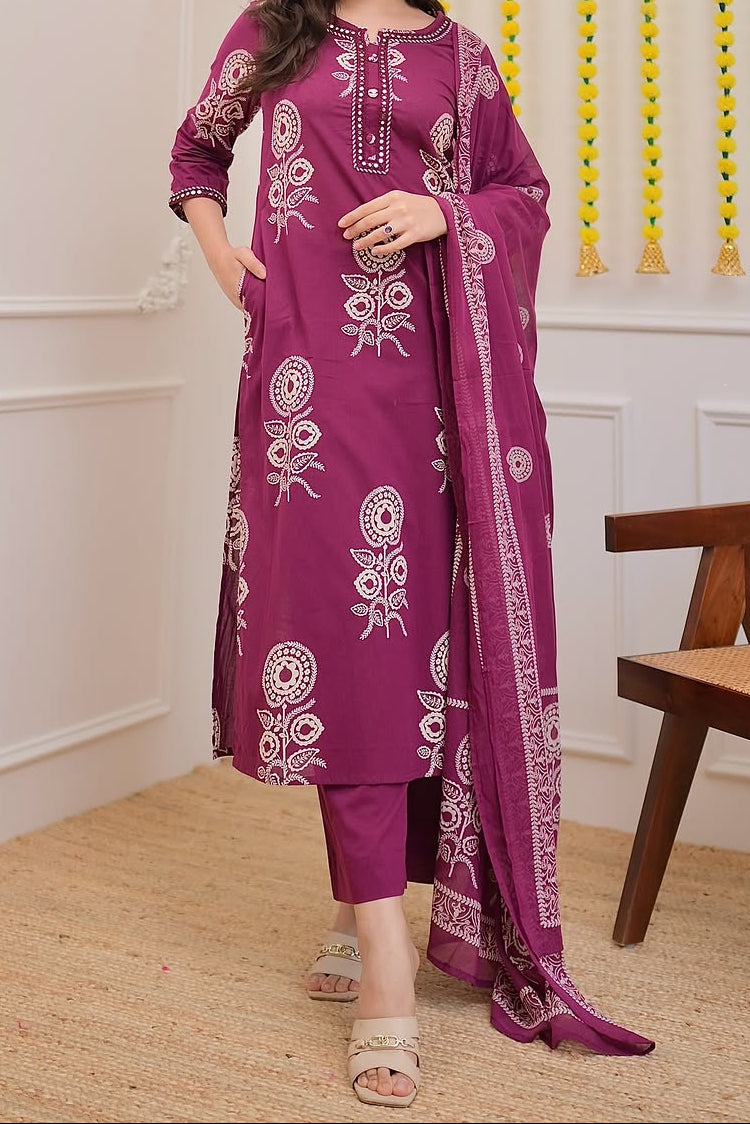 Flower Story Cotton Kurti Set