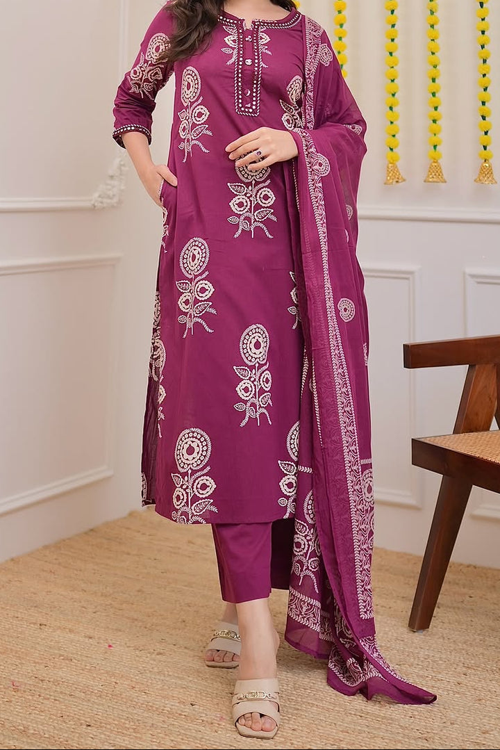 Flower Story Cotton Kurti Set