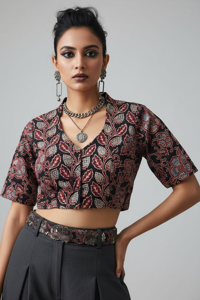 New Smoky Stretchable Ajrakh Blouse