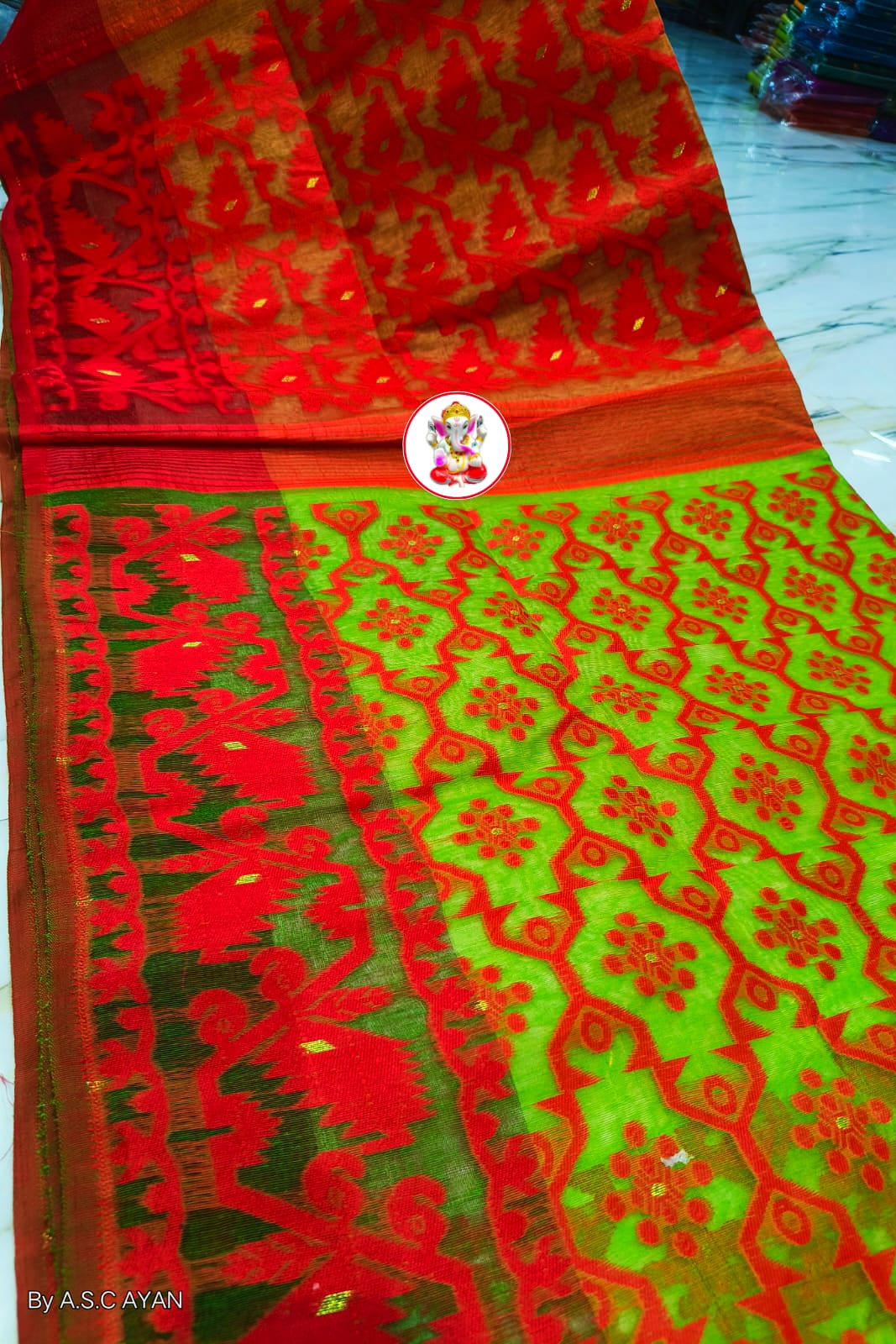 Dhruva tara Dhakai Jamdani Saree