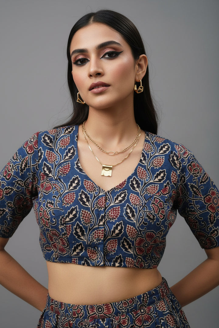 New Smoky Stretchable Ajrakh Blouse