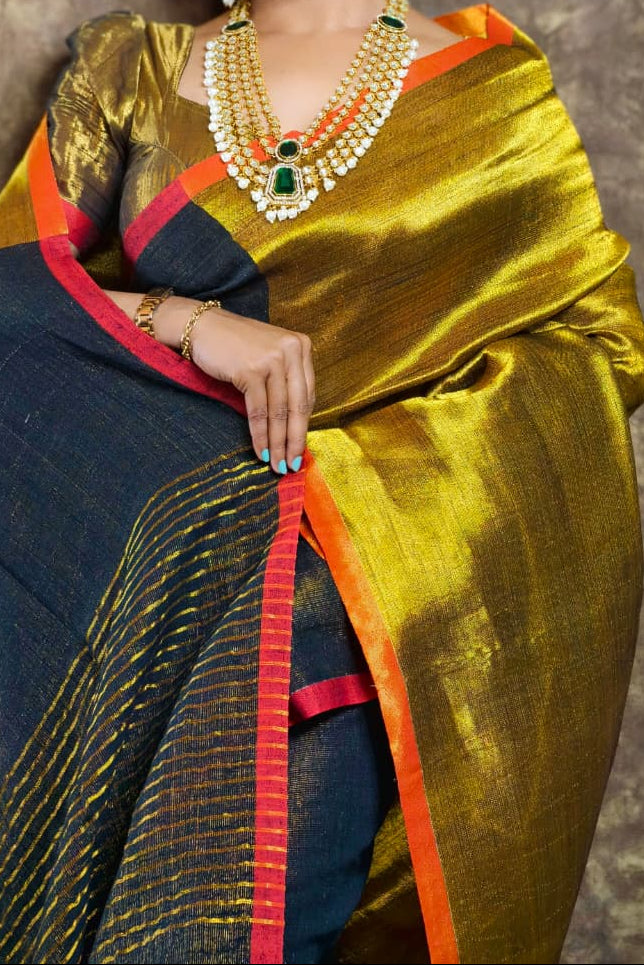 Meghduti Tissue Linen Banarasi Saree