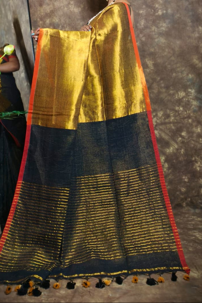 Meghduti Tissue Linen Banarasi Saree
