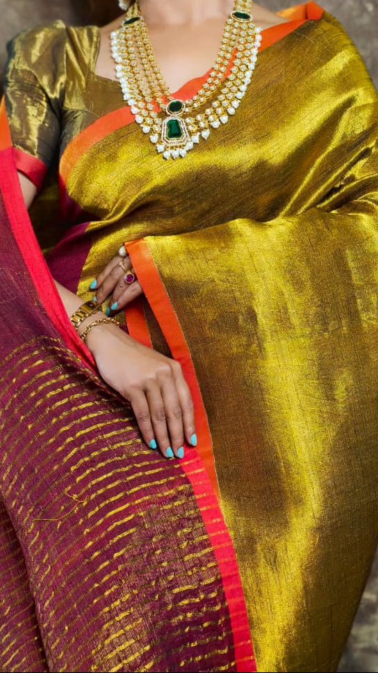 Meghduti Tissue Linen Banarasi Saree
