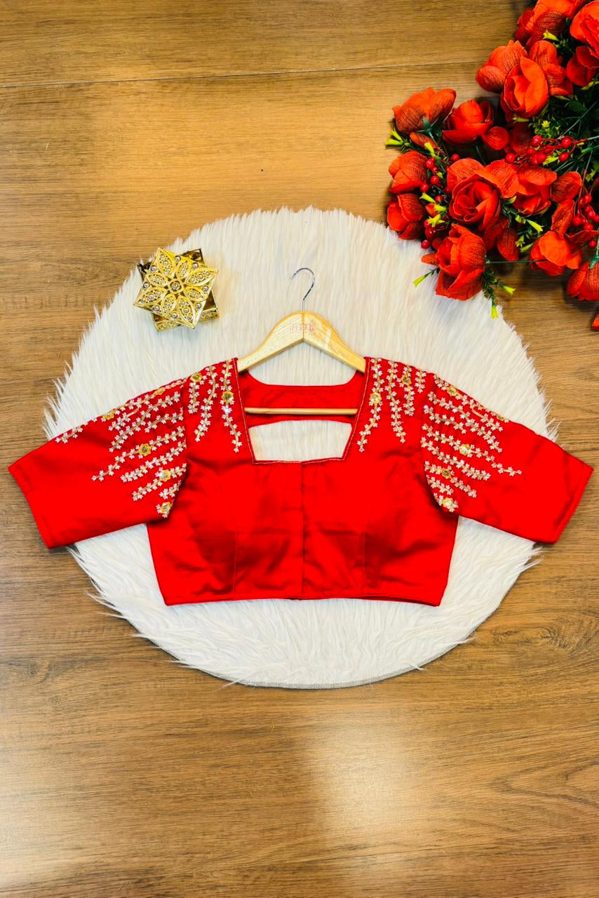 Silent Poetry - Vichitra Silk Designer Blouse