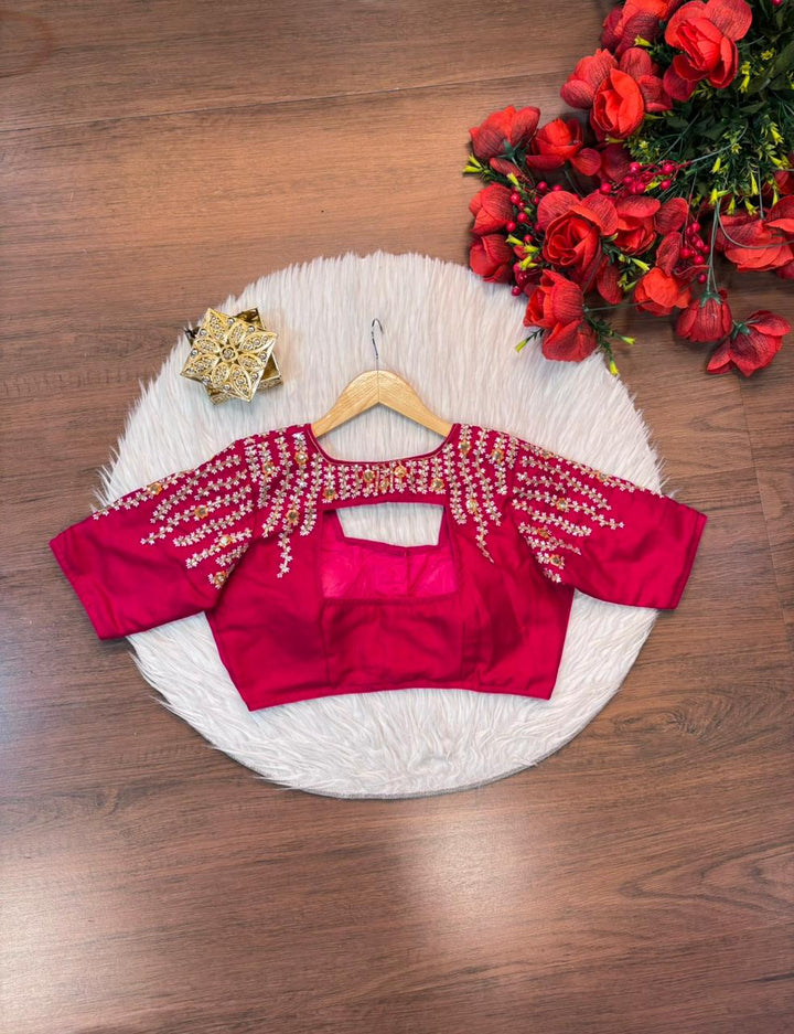 Silent Poetry - Vichitra Silk Designer Blouse