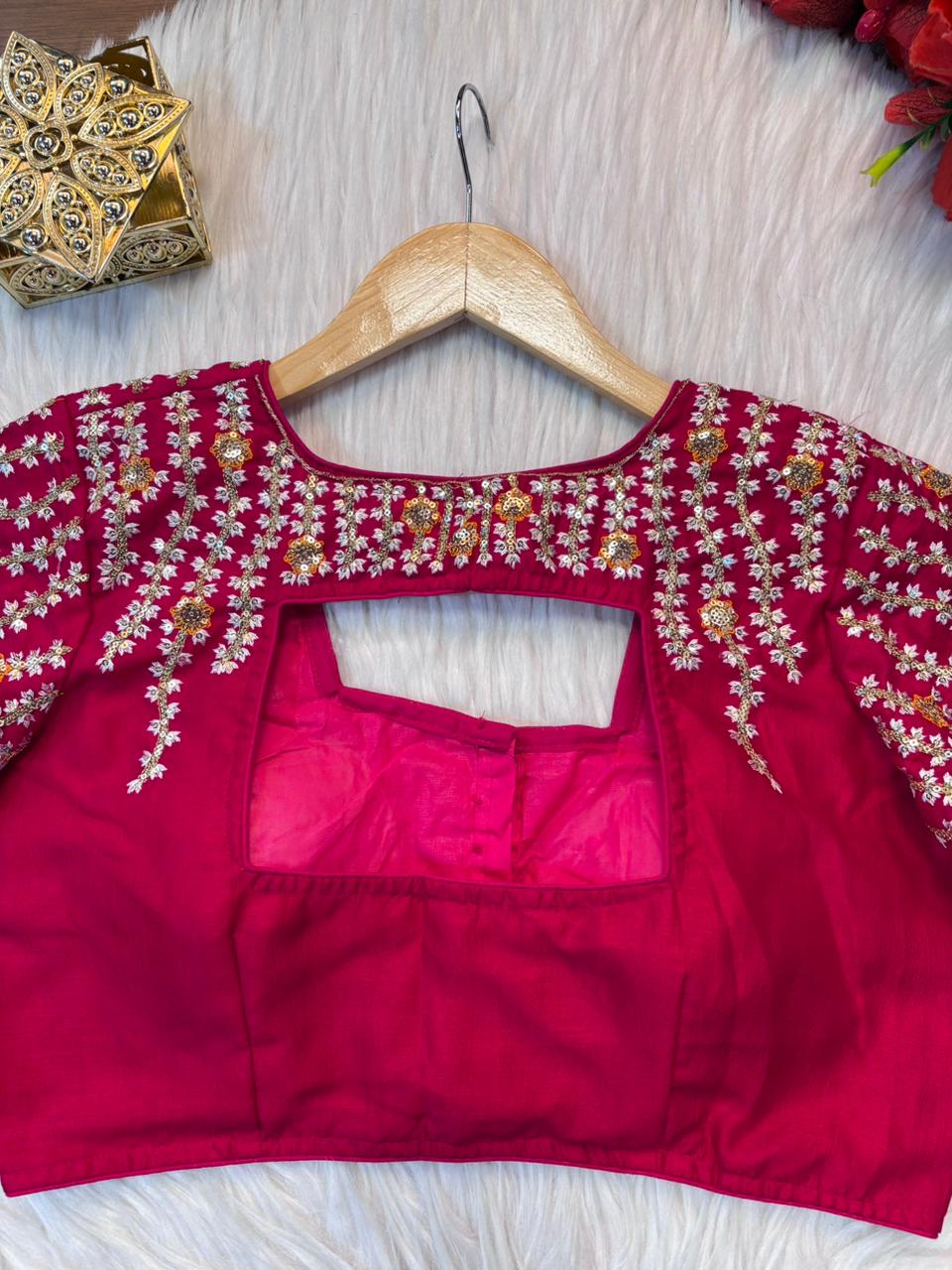 Silent Poetry - Vichitra Silk Designer Blouse