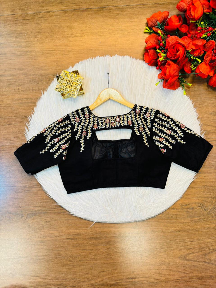 Silent Poetry - Vichitra Silk Designer Blouse