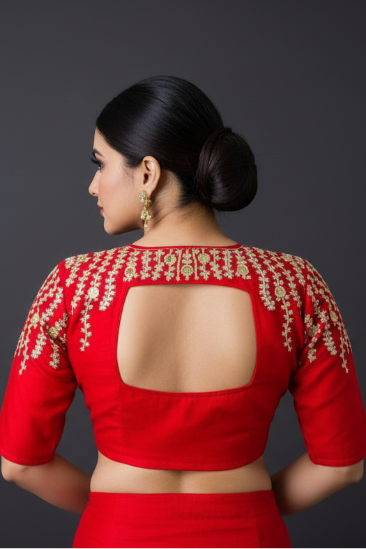 Silent Poetry - Vichitra Silk Designer Blouse