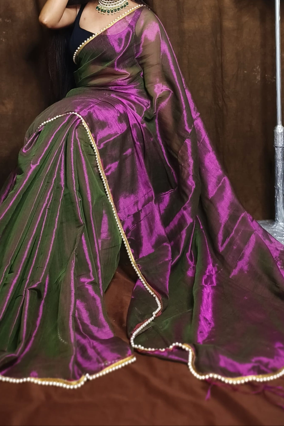 Scarlet Pearl Raga Tissue Silk Saree