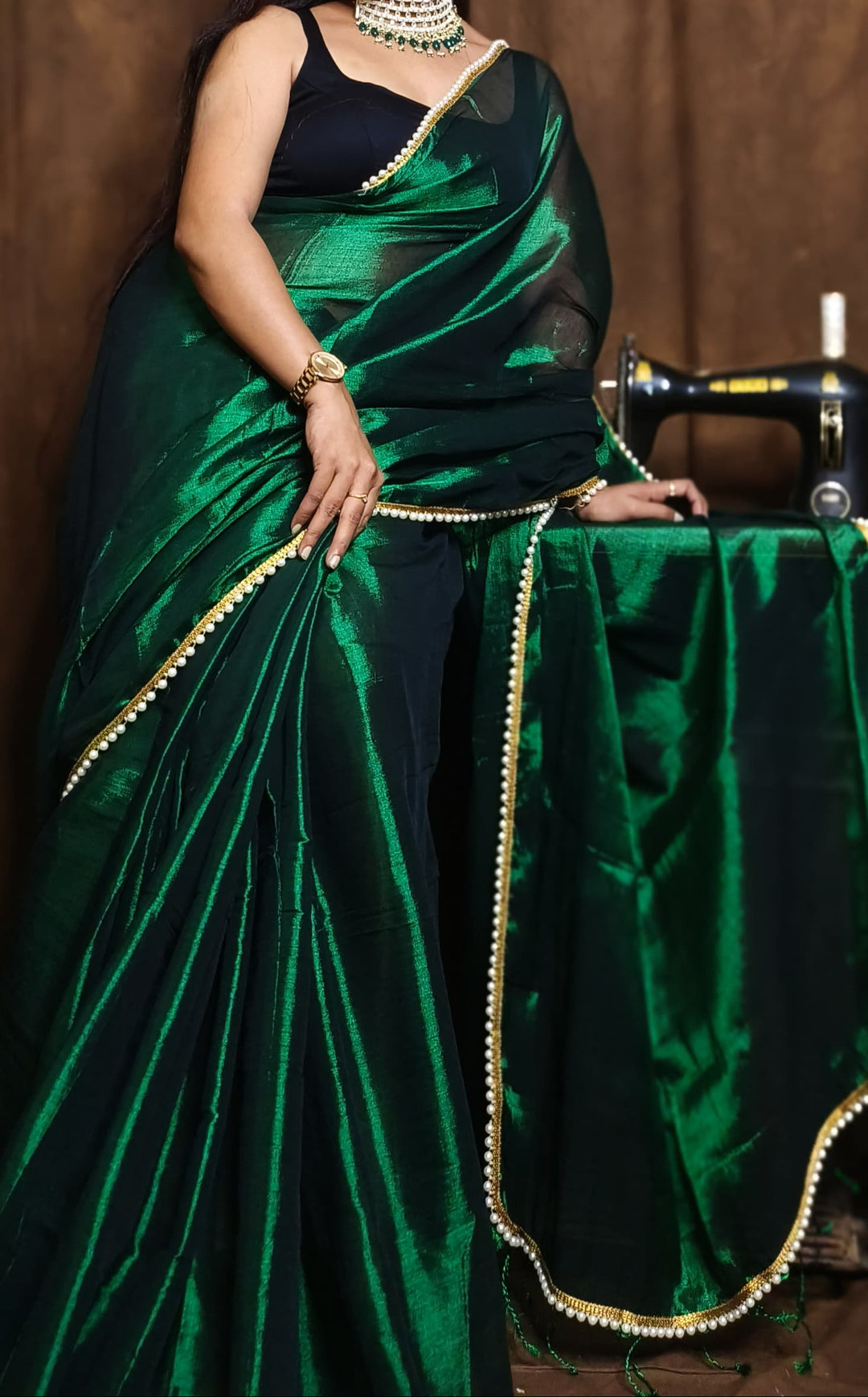 Scarlet Pearl Raga Tissue Silk Saree