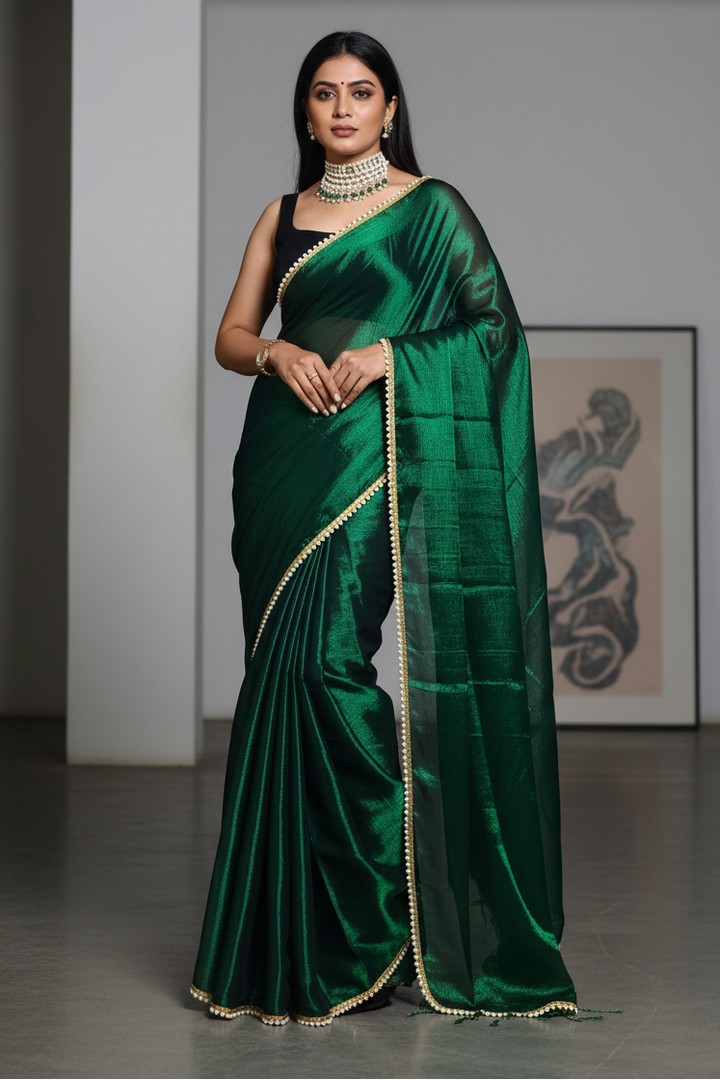 Scarlet Pearl Raga Tissue Silk Saree