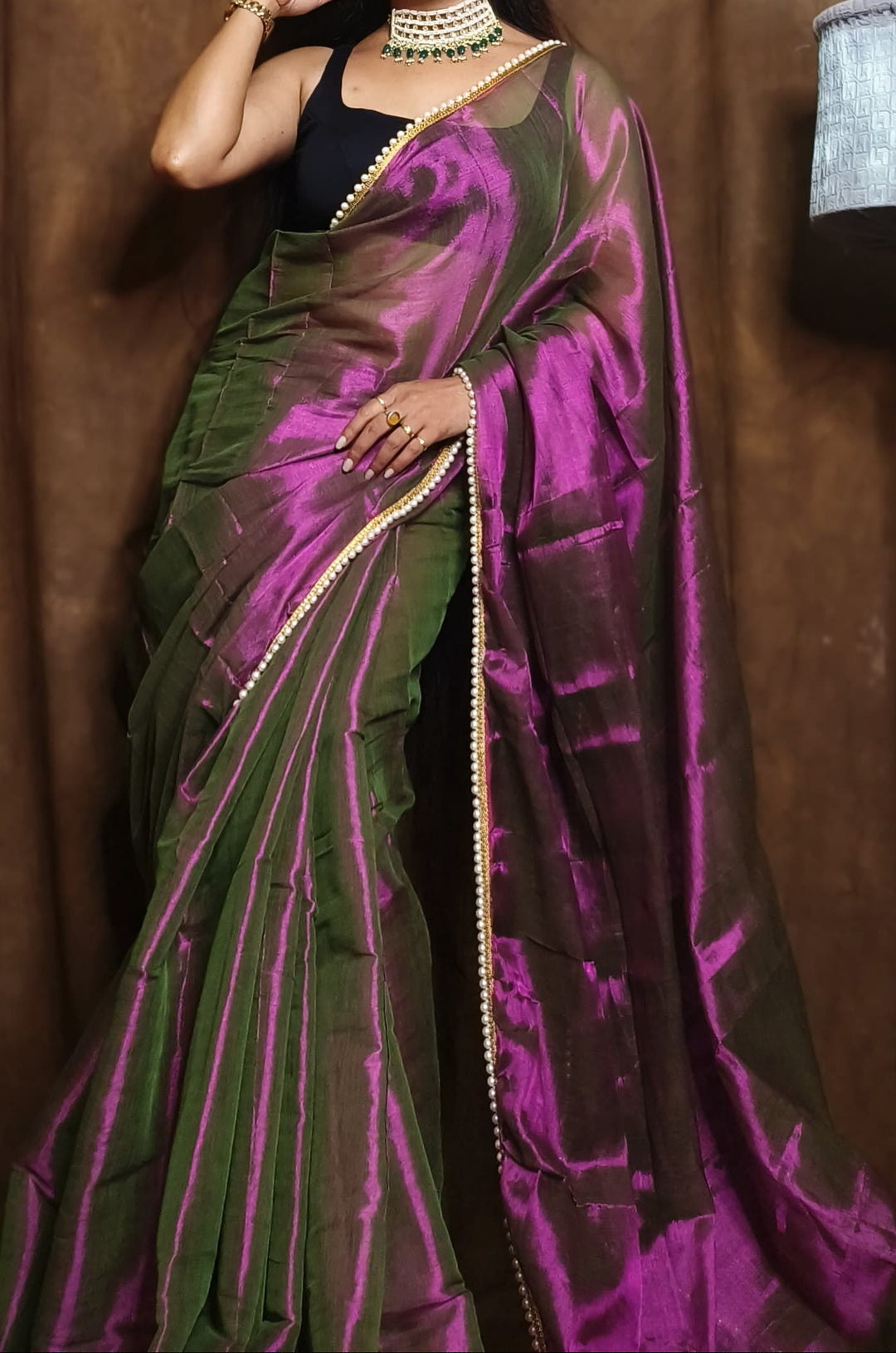 Scarlet Pearl Raga Tissue Silk Saree