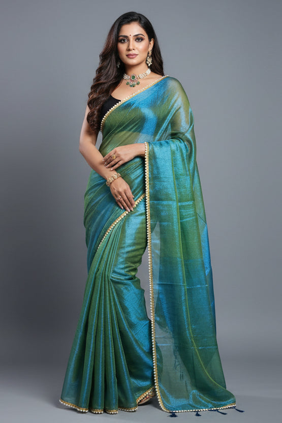 Scarlet Pearl Raga Tissue Silk Saree
