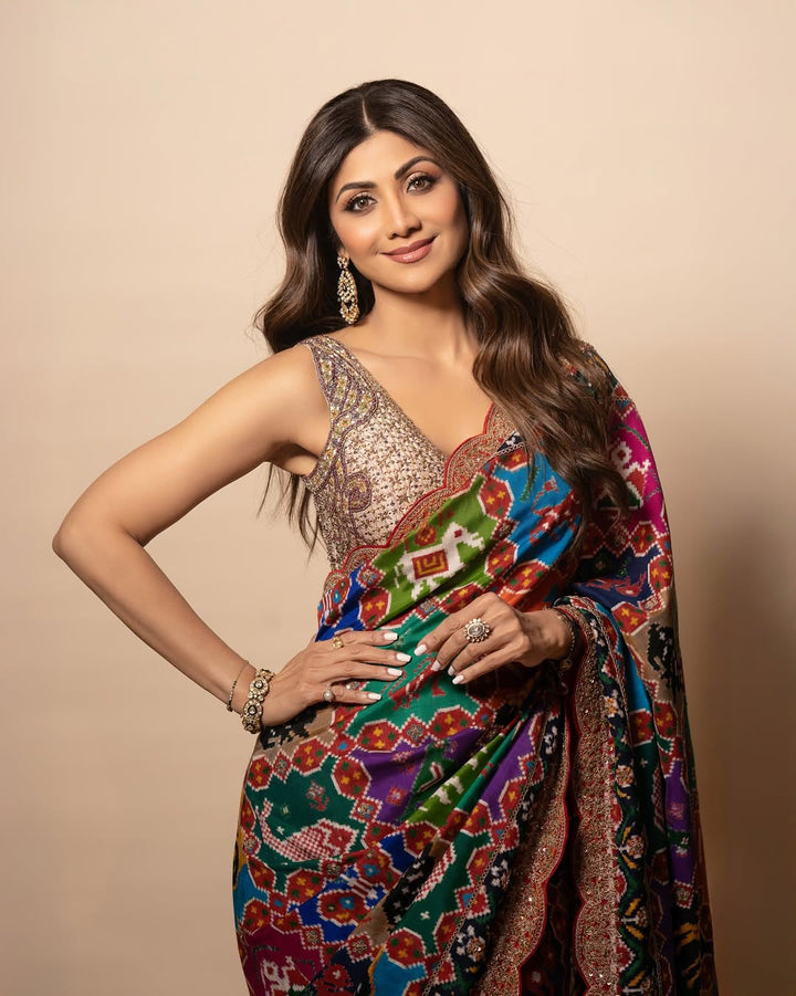 Actress Shilpa Shetty Inspired Designer Patola Silk Saree