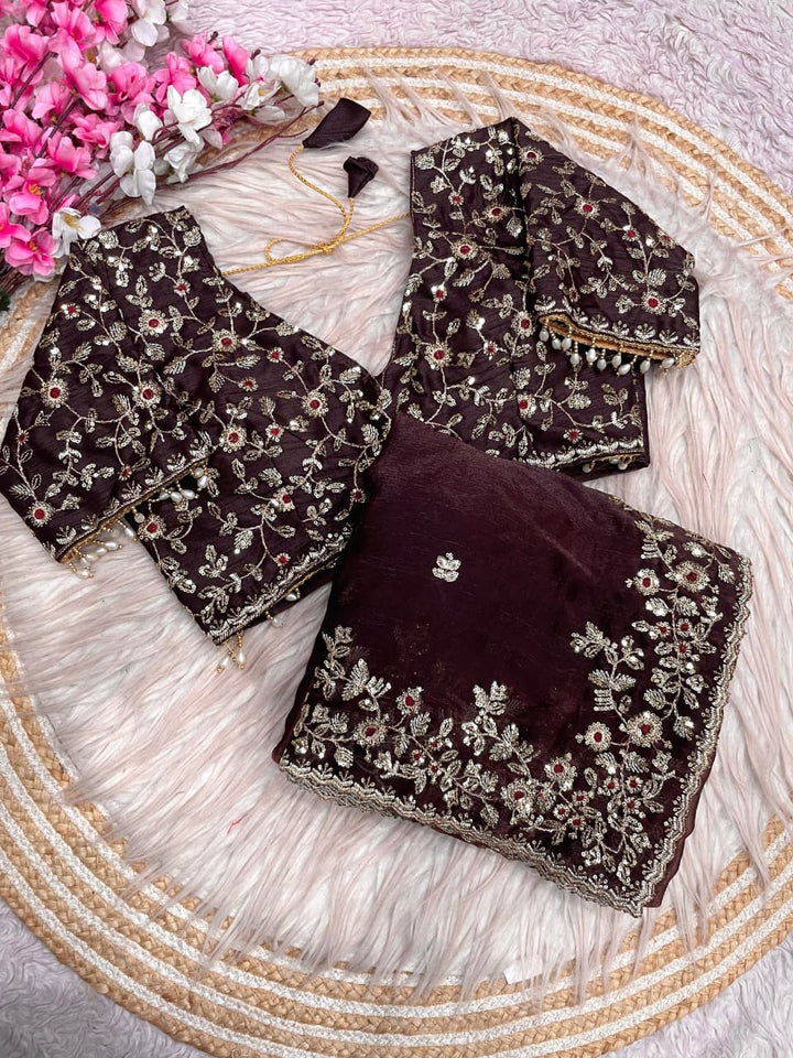 Spark Essence Designer Embroidery Silk Saree