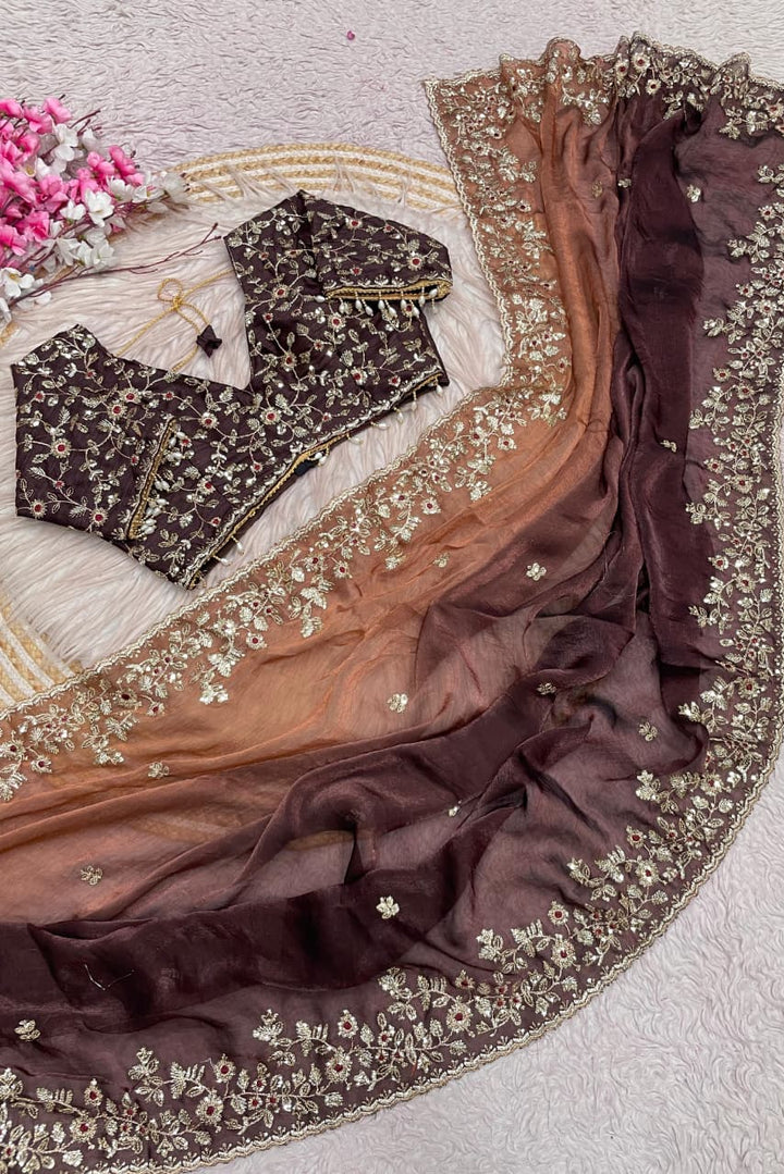 Spark Essence Designer Embroidery Silk Saree